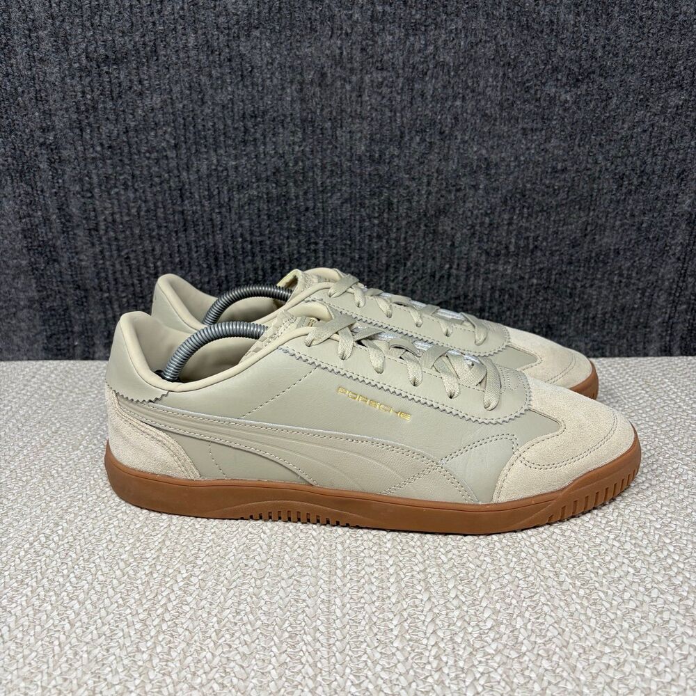 PUMA Porsche Legacy Club 5v5 Lux Desert Dust Cream Leather Shoes Mens 11 US